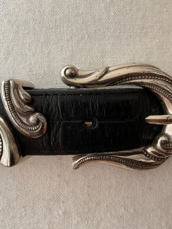 Brighton Leather Belt Black Aligator Western Silver Hardware Vintage 26”-32” main image 14